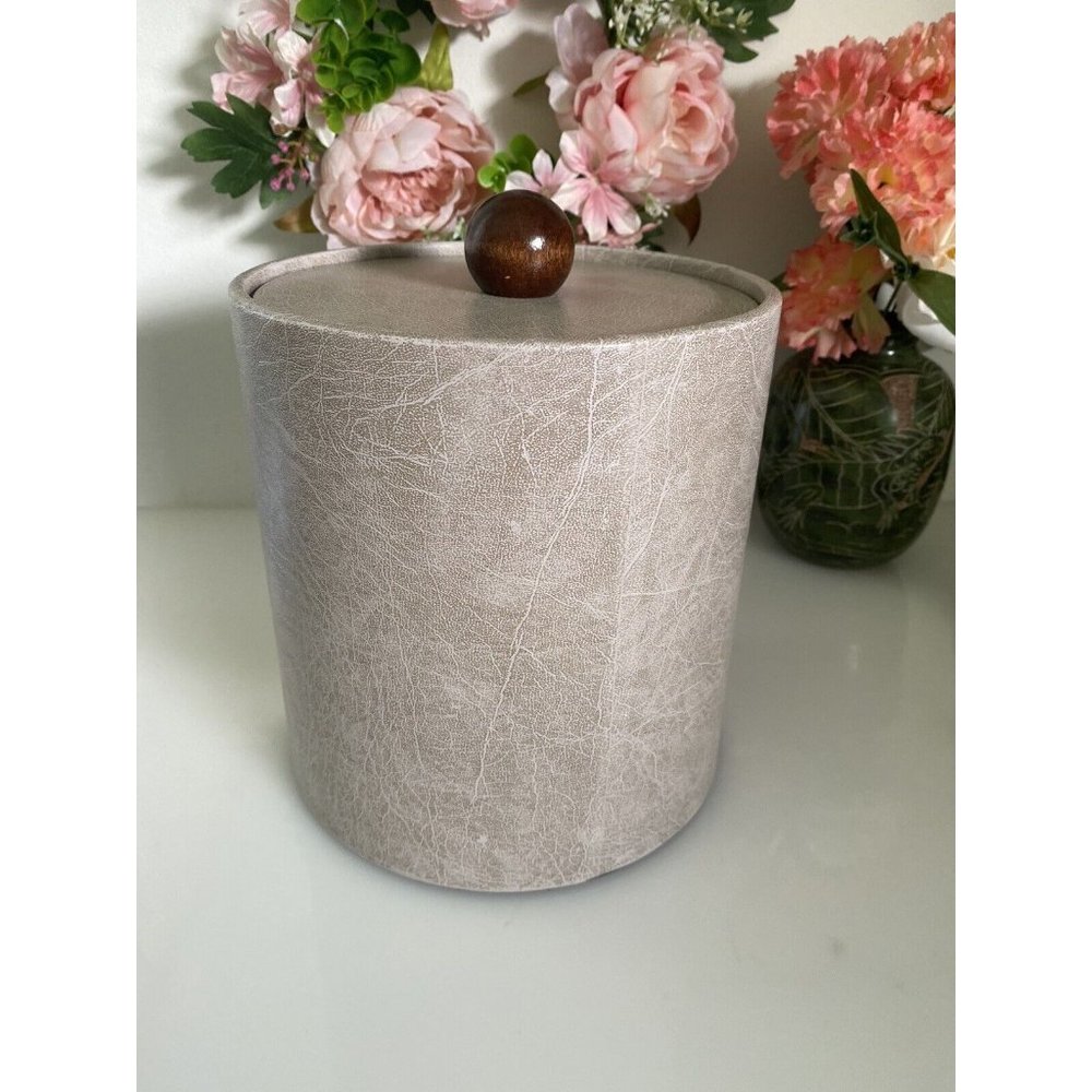 Made In USA Wescon Taupe Leatherette and‎ Wood 3-Quart Insulated Ice Bucket MCM